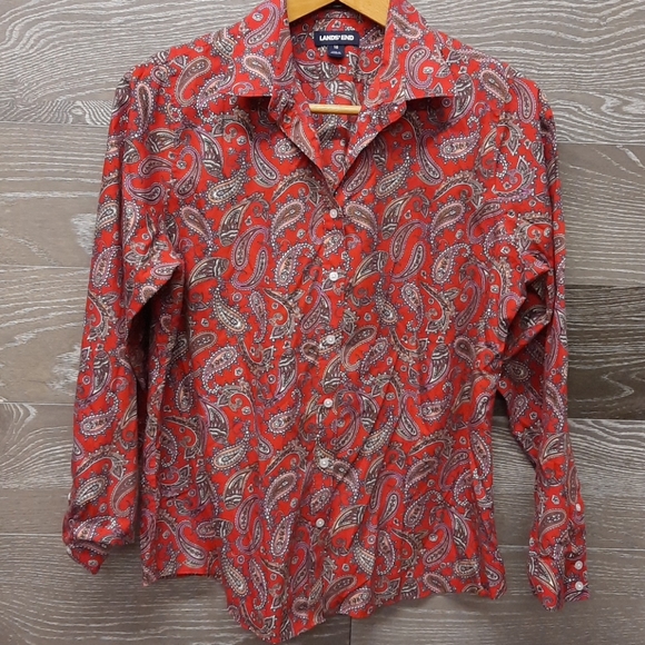 Land's End no iron supima Red kercheif shirt